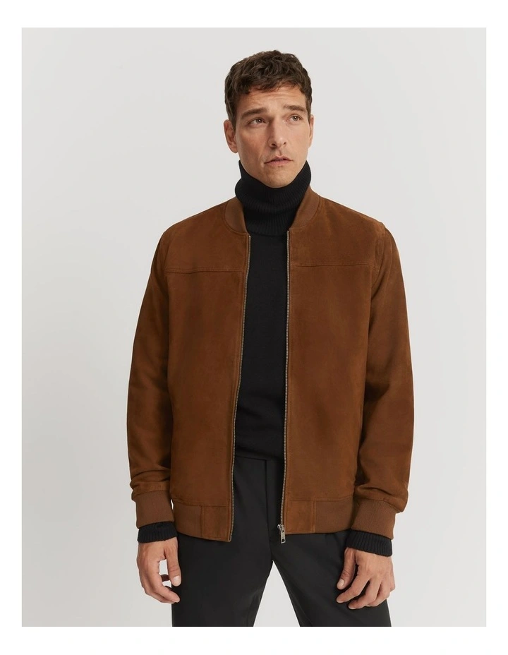 Suede Bomber in Chocolate