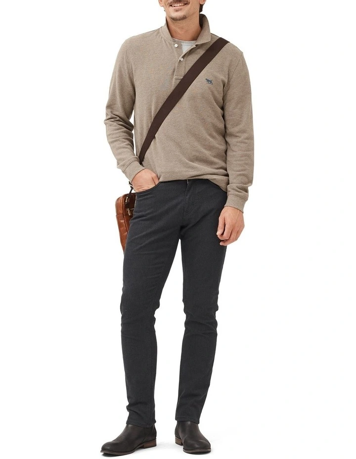 Long Sleeve Gunn Polo in Latte