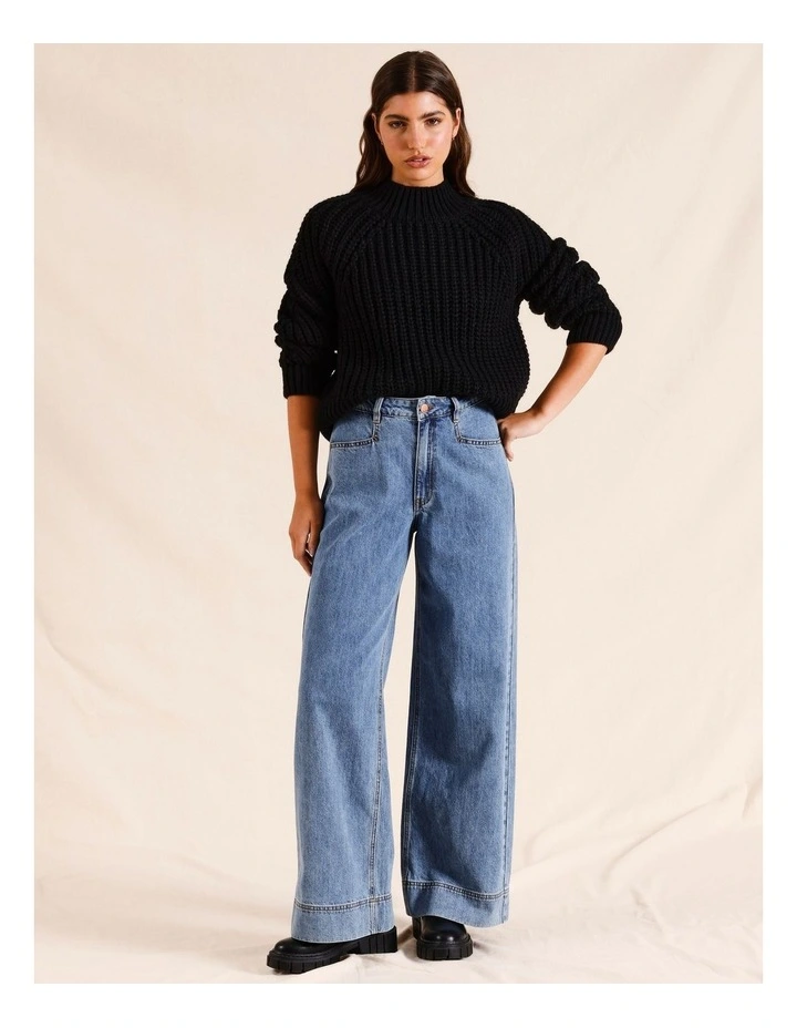 Wide Leg Denim Jean in Denim