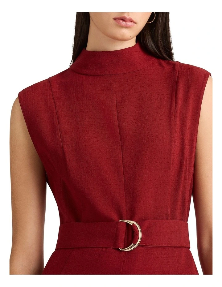 Catrine Belted Dress in Cherry