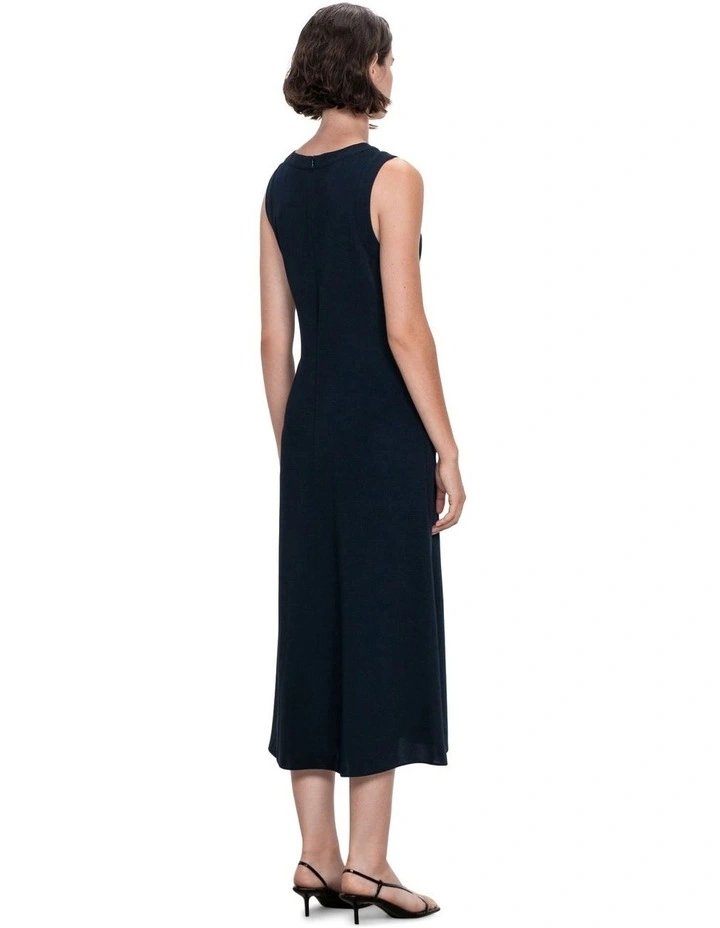 Smooth Twill Tie Front Dress in Ink