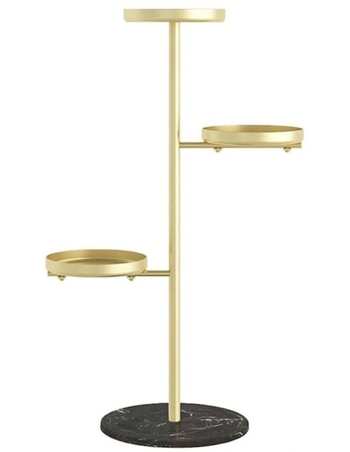3 Tier Gold Round Plant Stand in Gold