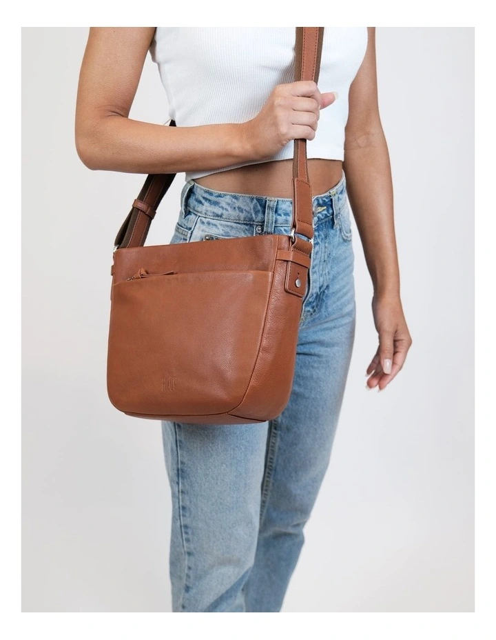Leather Cross-Body Handbag in Tan
