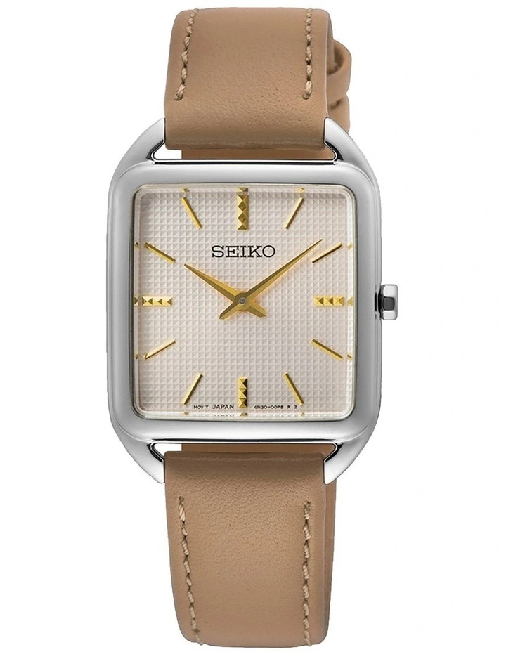 Conceptual Series Leather Watch in Silver