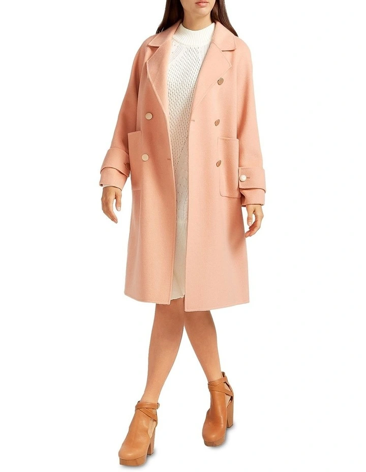 Rumour Has It Oversized Wool Blend Coat in Pink