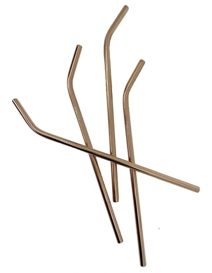 Extra Long Bent Straws in Rose Gold
