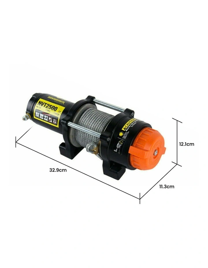 T Series 12V Electric Winch 1133KG 2500LBS in Black