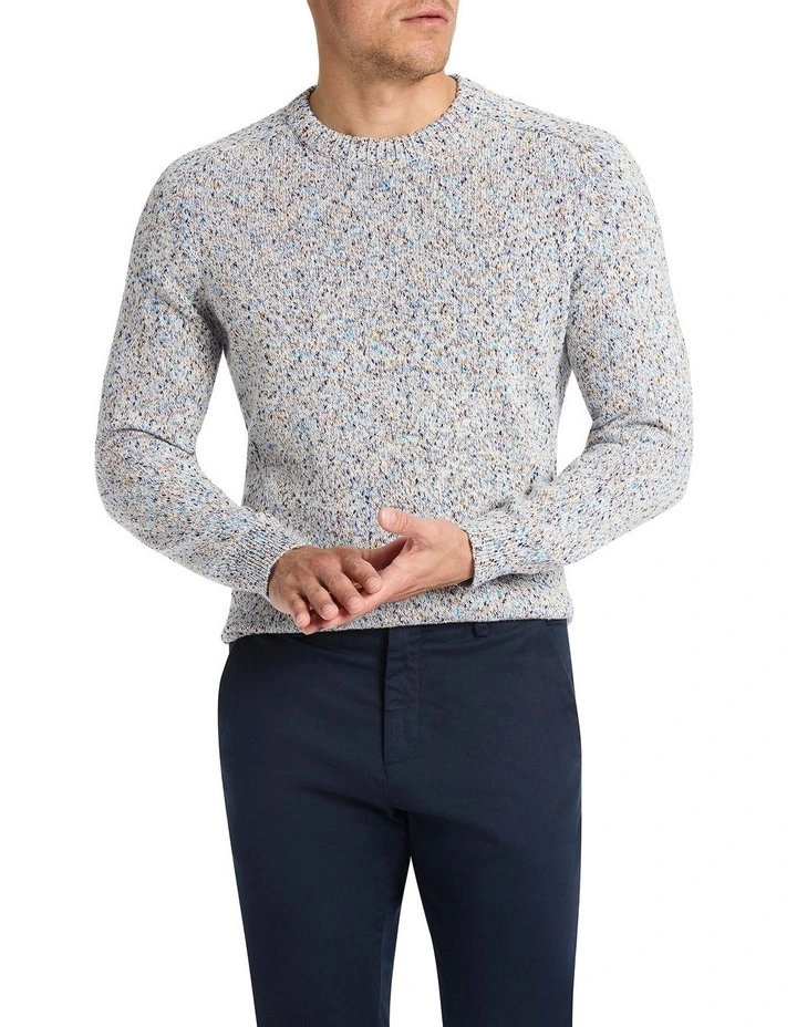 Denver Crew Neck Knit Sweater in Sandstone Multi