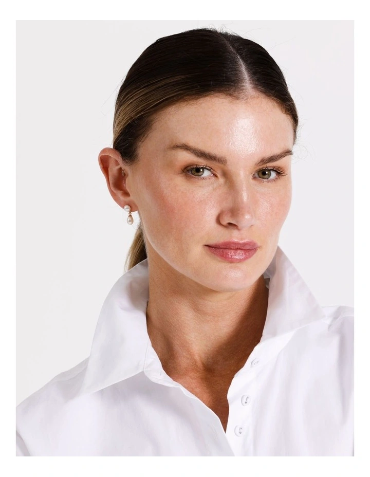 Freshwater Pearl Cluster Stud Earring in Pearl