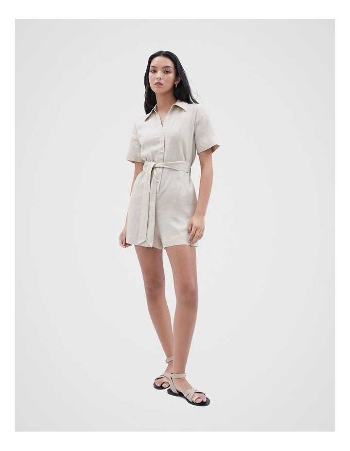 Linen Resort Playsuit in Oatmeal