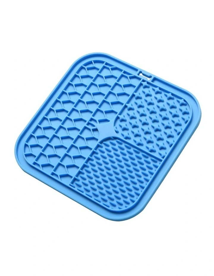 Shlurp Multi-Texture Lick Mat with Suction Back 20x20x1cm in Blue