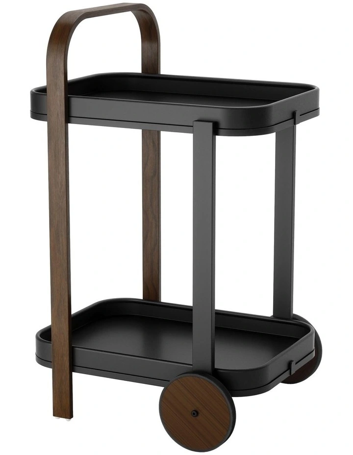 Bellwood Bar Serving Cart 53x44x80cm in Black/Walnut