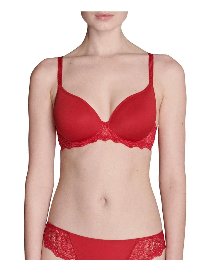 Caresse 3D Plunge Contour Bra in Red