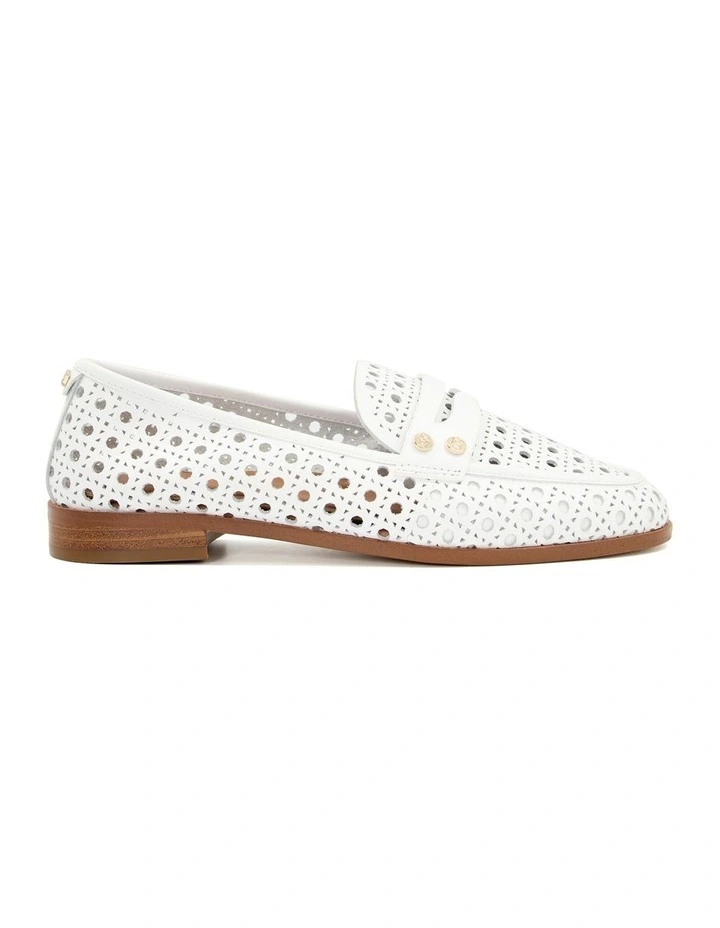Glimmered Penny Loafer in White