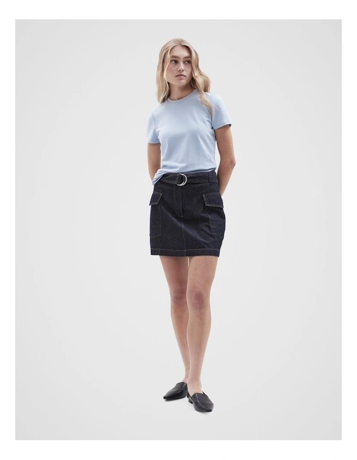 Aus Cotton Fitted Tee in Soft Blue