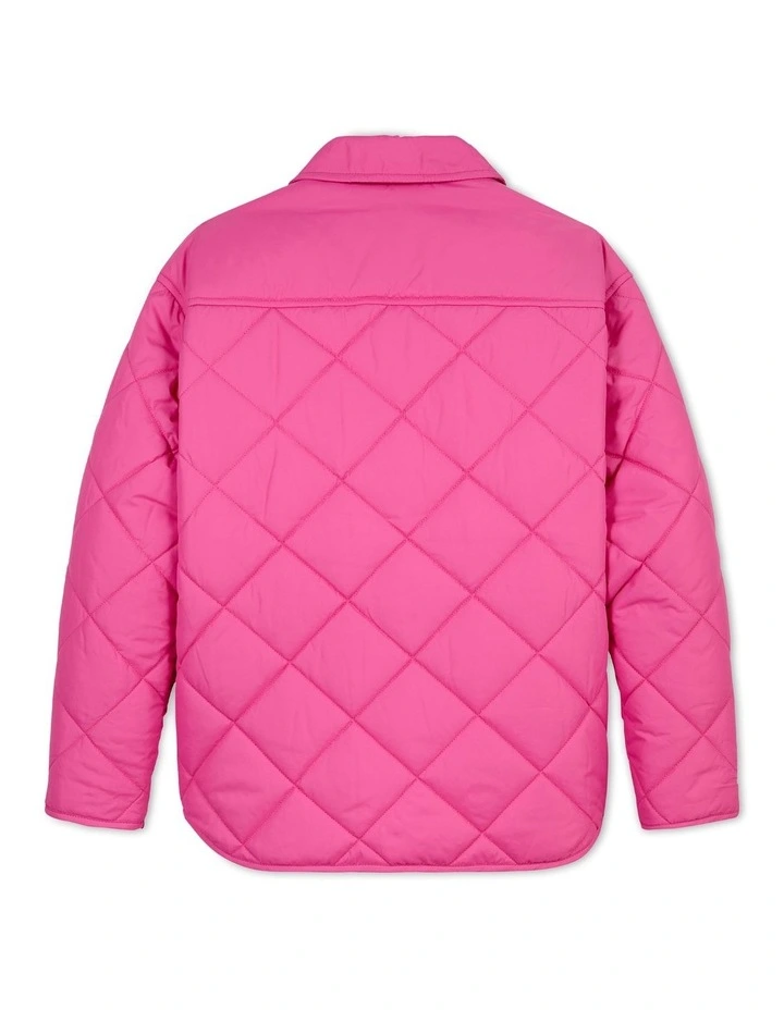 Quilted Wide Overshirt in Pink Amour