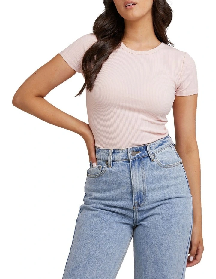 Eve Rib Baby Tee in Pink