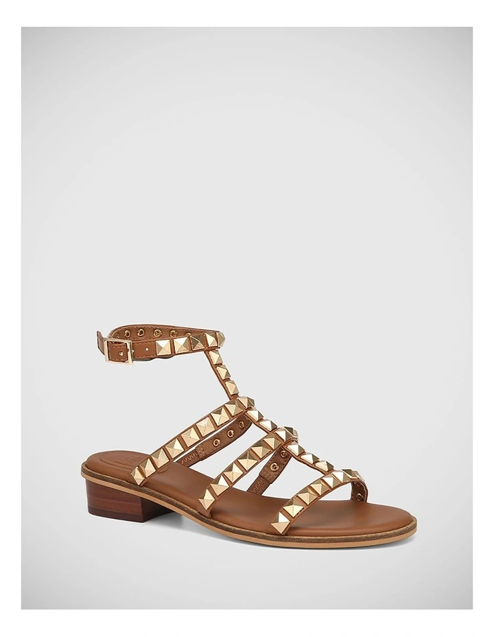 Trudy Leather Sandal in Dark Cognac