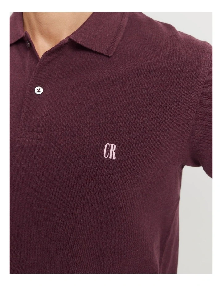 Verified Australian Cotton Pique Polo in Plum Marle