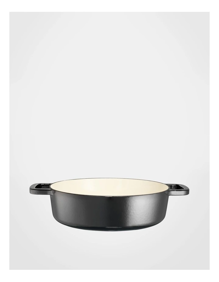 Cast Iron Low Casserole with Lid 28cm 4.0lt Gloss Black