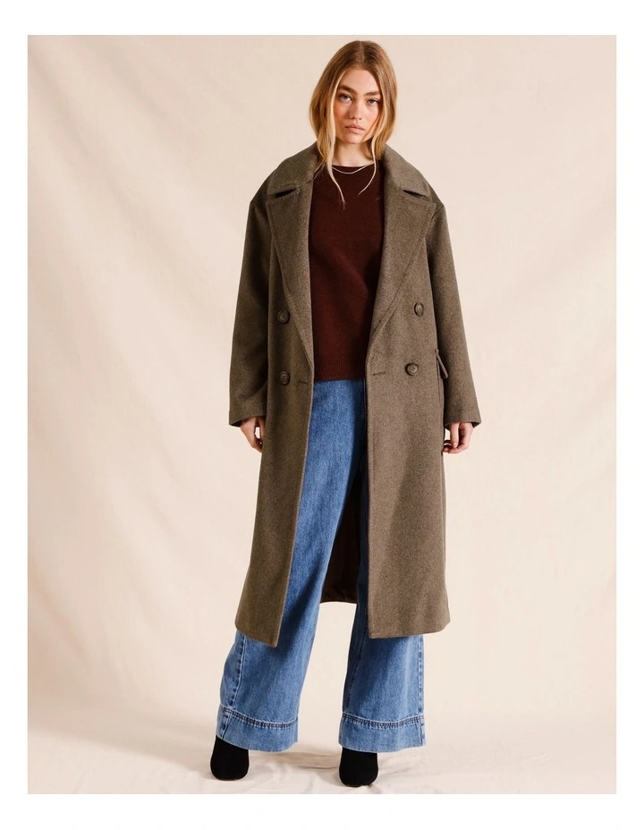 Double Breasted Oversized Coat in Chocolate