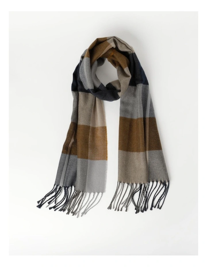 Woven Check Scarf in Brown