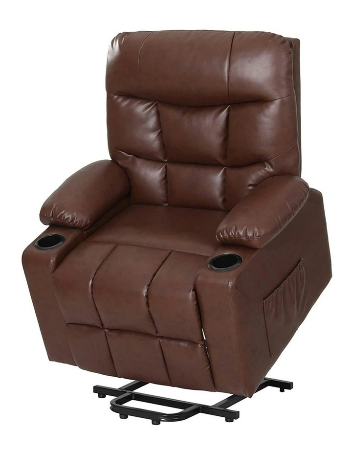Lift Assist Heated Massage Recliner Chair in Brown