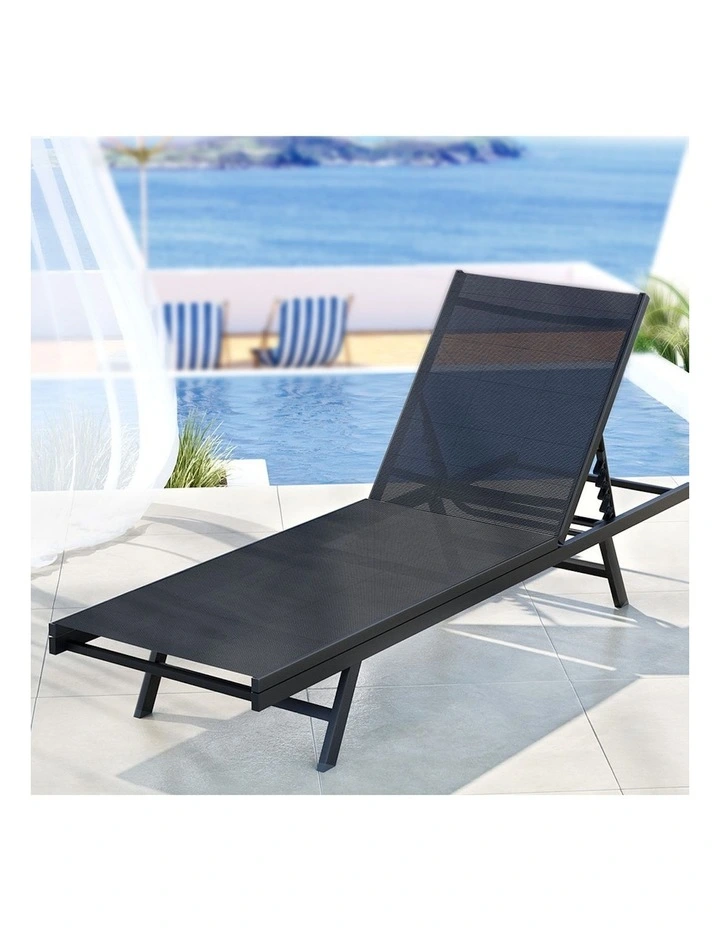 Steel Sun Lounger in Black