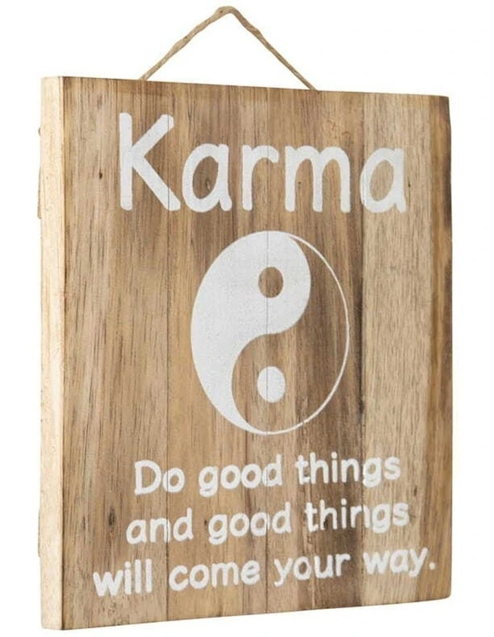 Handmade Karma Sign Wall Art in Brown