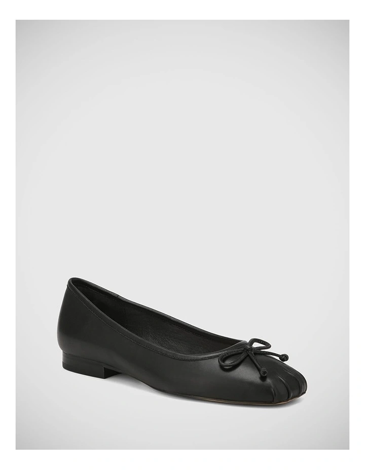 Anastasia Leather Flat Ballet in Black