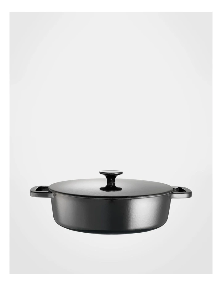 Cast Iron Low Casserole with Lid 28cm 4.0lt Gloss Black