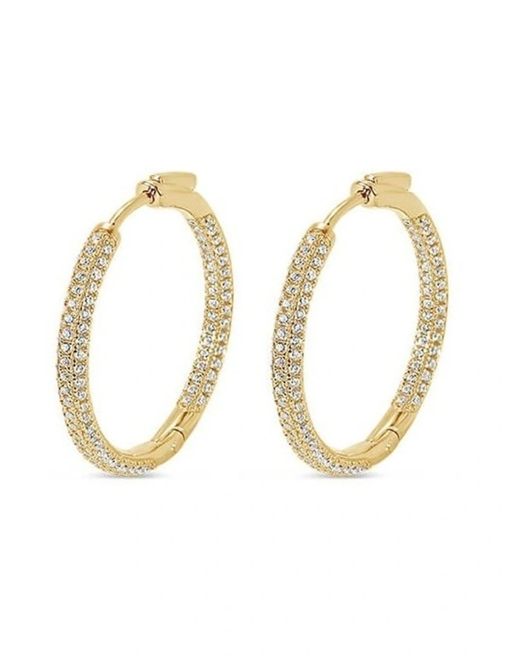 Pursuit Pave Hoops Petite in Gold
