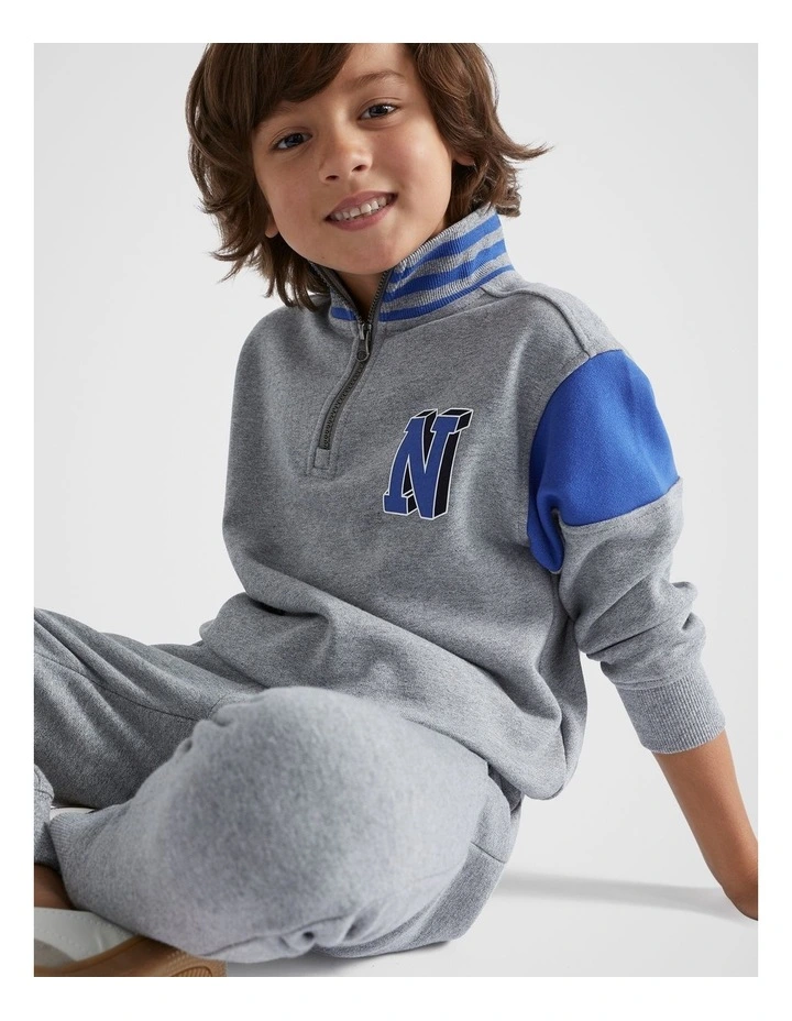 Varsity Sweat Top in Storm Marle