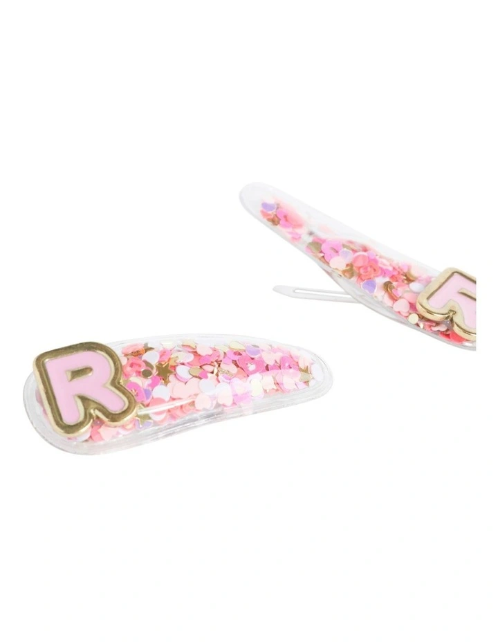 Initial "R" Confetti Snap Clips in Multi