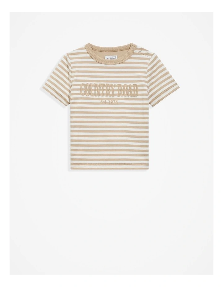 Verified Australian Cotton Heritage T-shirt in Natural Stripe