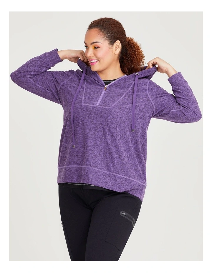 Half Zip Top in Purple Marle