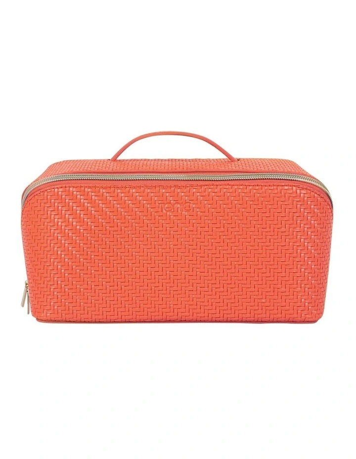 Herringbone Beauty Bag Large In Tangerine