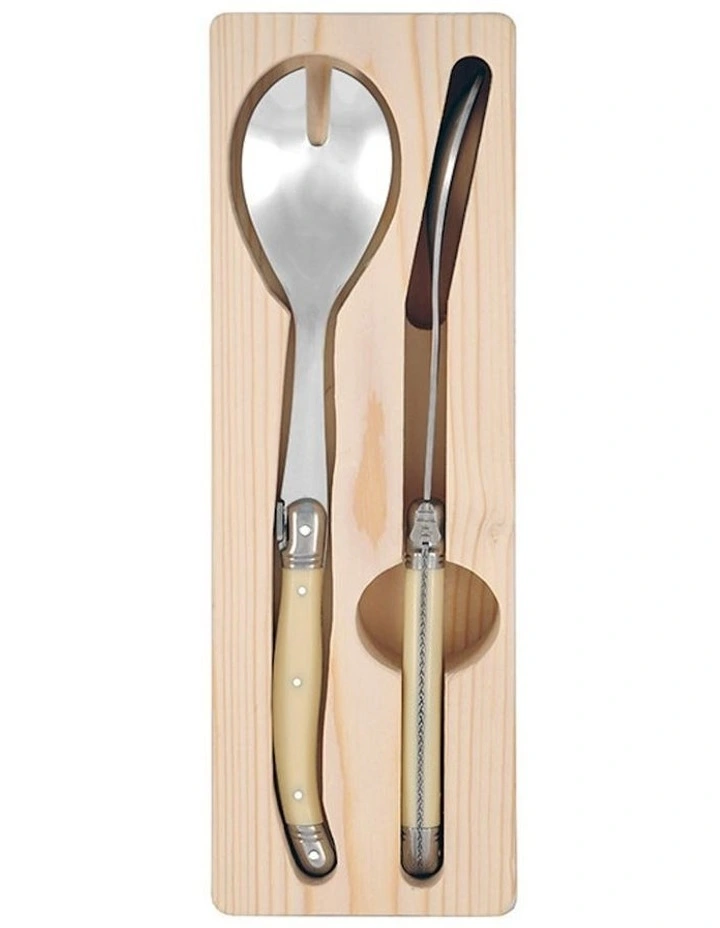 Stainless Steel Salad Server Set 28.5cm in Ivory