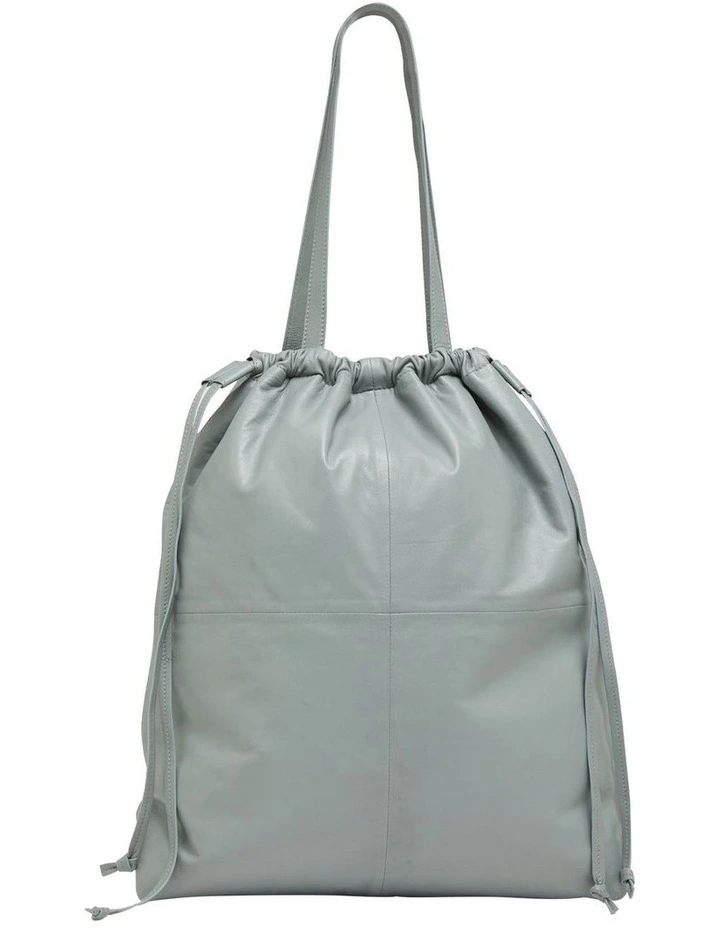 Misha Leather Tote Bag in Cloud Grey