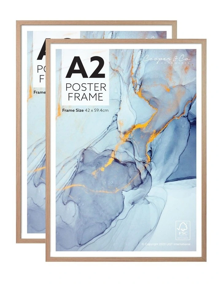 A2 Poster Photo Frames Set of 2 in Oak
