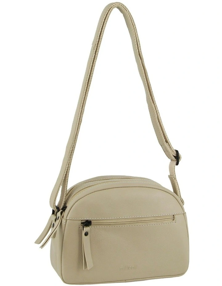Leather Multi-Zip Cross-Body Bag in Cement