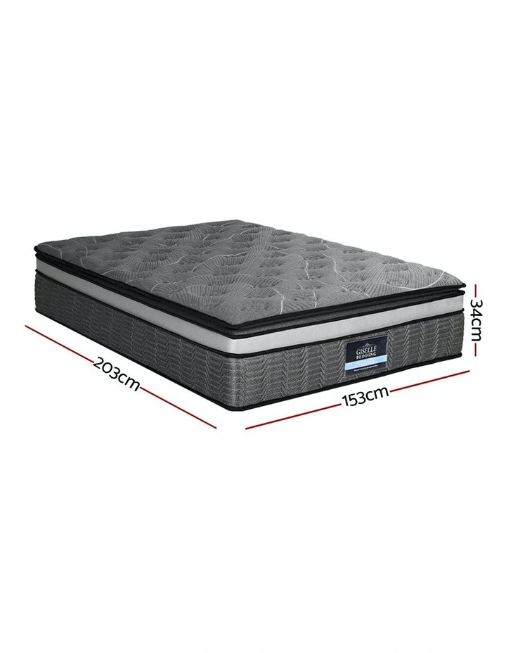 Mattress Dual Pocket Spring Pillow Top Queen 34cm in Charcoal
