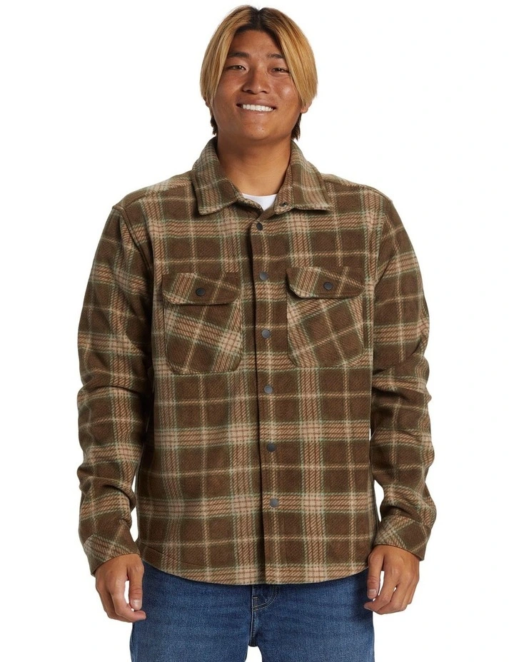 Surf Days Long Sleeve Fleece Shirt in Dark Brown