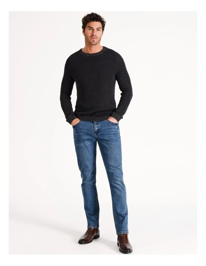 Falcon Fisherman Crew Knit in Charcoal