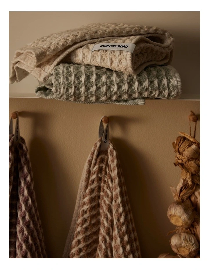 Meeka Australian Cotton Two Tone Tea Towel Pack of 2 in Natural