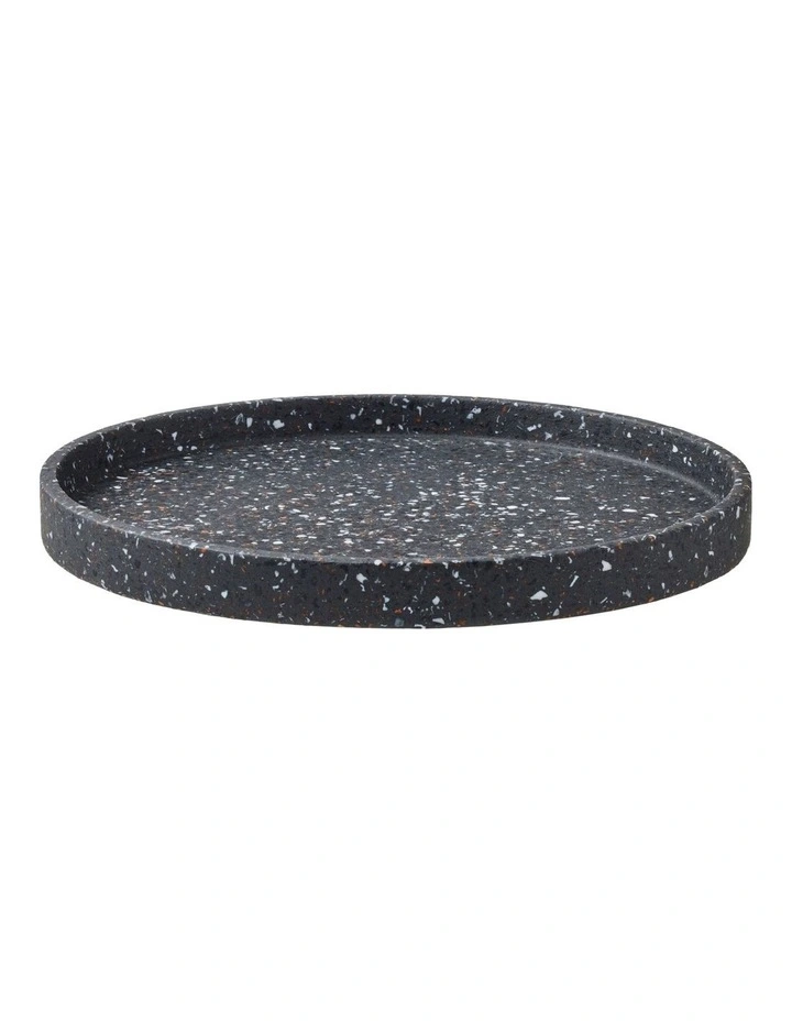 Gift Boxed Livvi Terrazzo Round Serving Tray 26cm in Charcoal