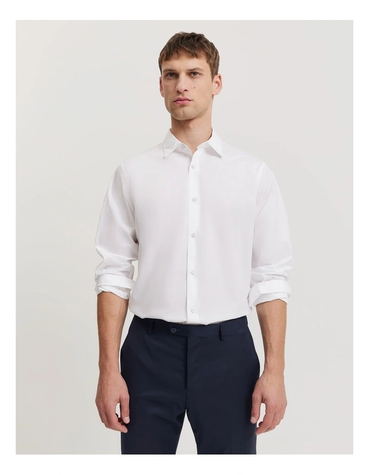 Regular Fit Cotton Poplin Shirt in White