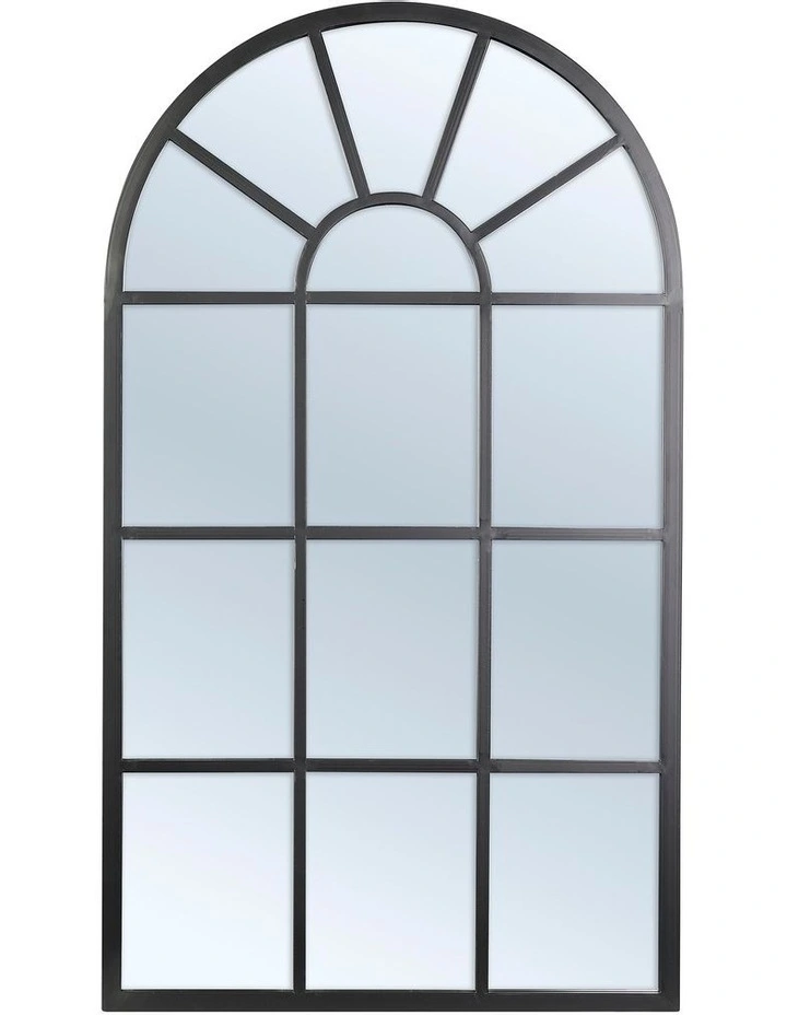Abbey Arch Iron Indoor Outdoor Mirror Black