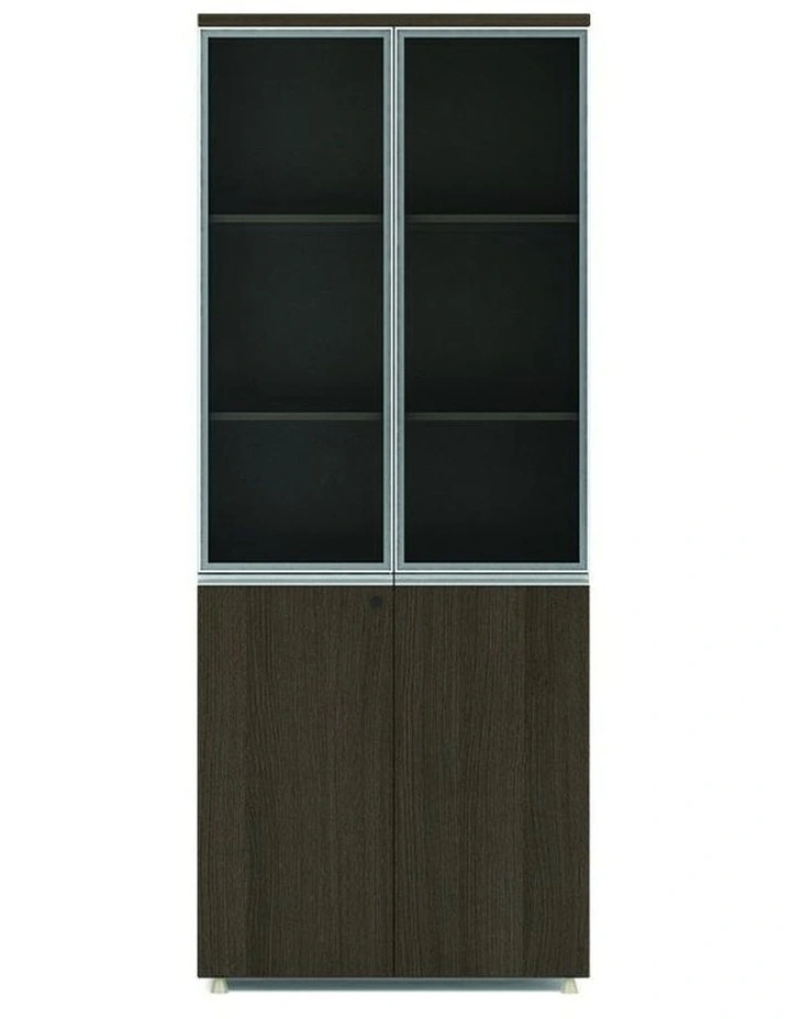 Carter Display Unit 2 Door Bookcase 80cm Coffee Grey