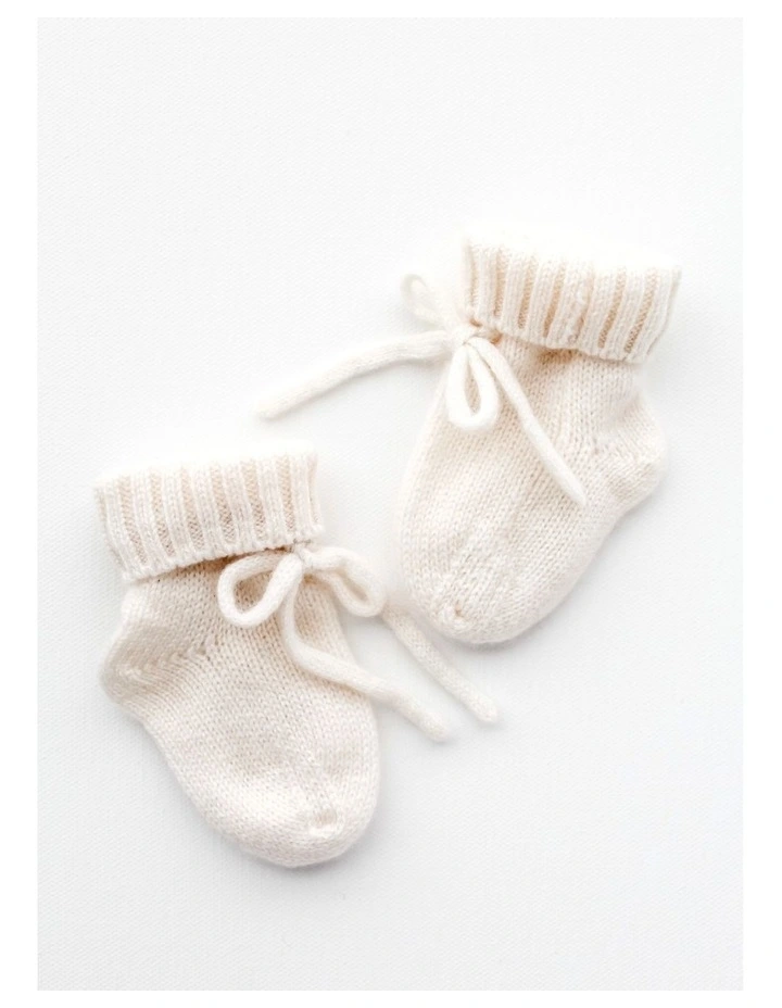 Cashmere Baby Booties in Cream